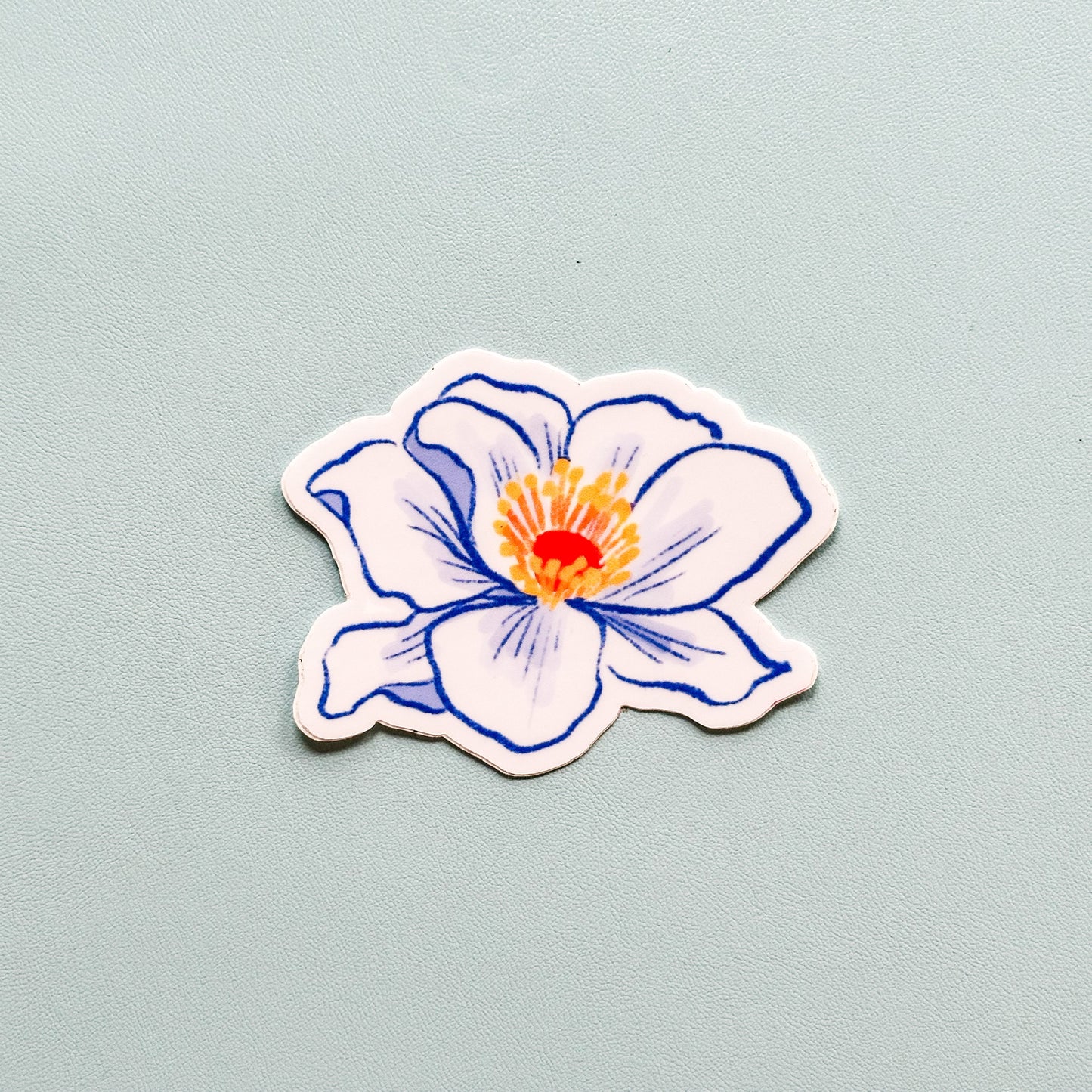 Blue Magnolia Vinyl Sticker