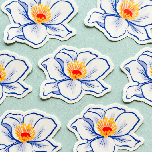 Blue Magnolia Vinyl Sticker