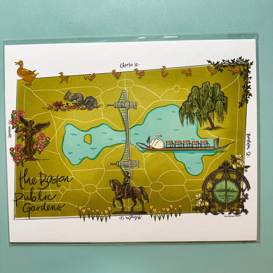 Boston Public Gardens Map Art Print