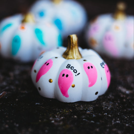 Hot Pink Ghost Mini Pumpkin