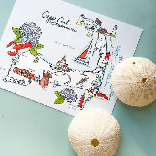 Cape Cod Map Art Print