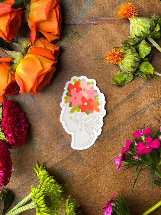 Head Full of Flowers Vinyl Sticker