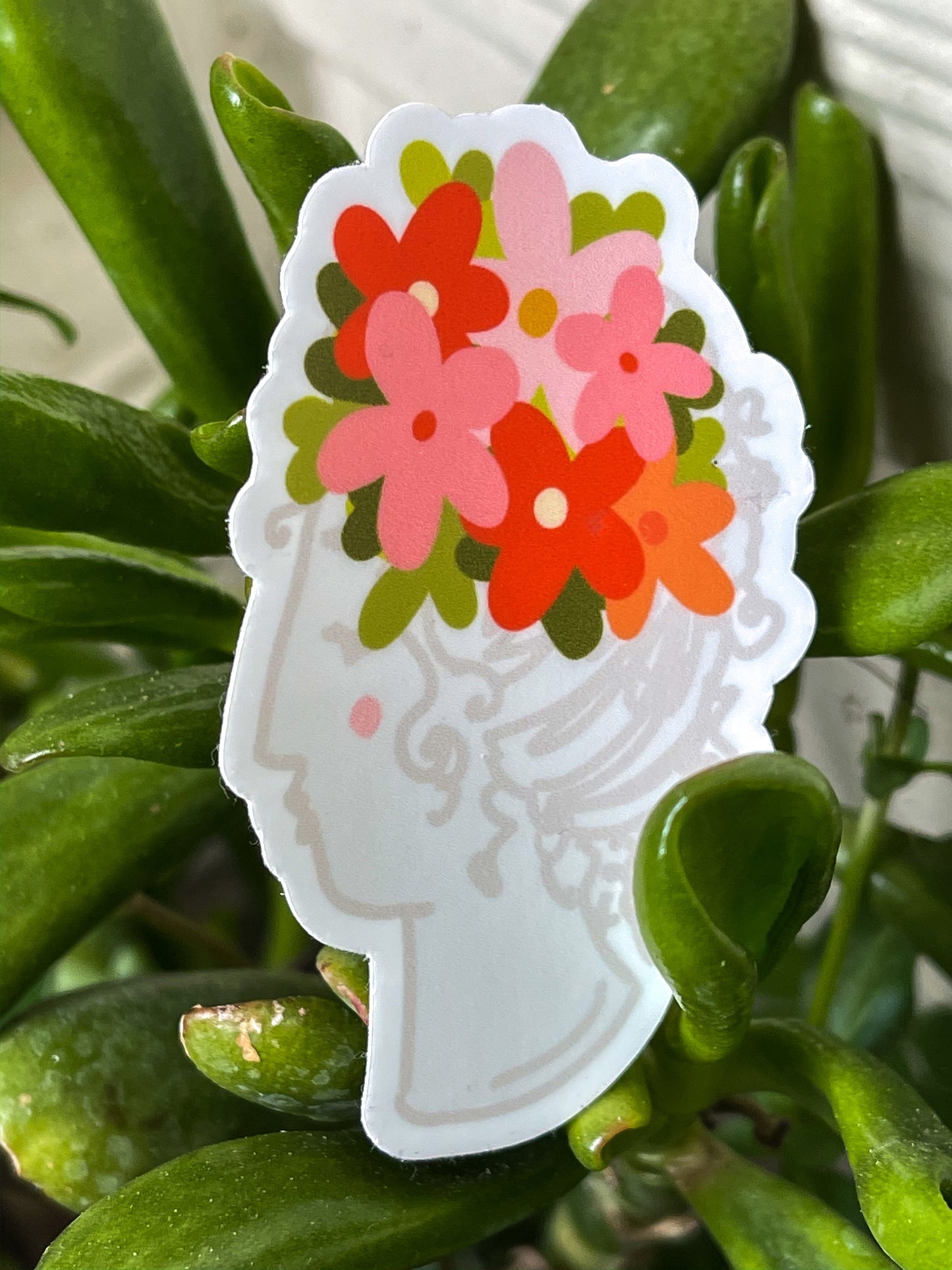 Head Full of Flowers Vinyl Sticker