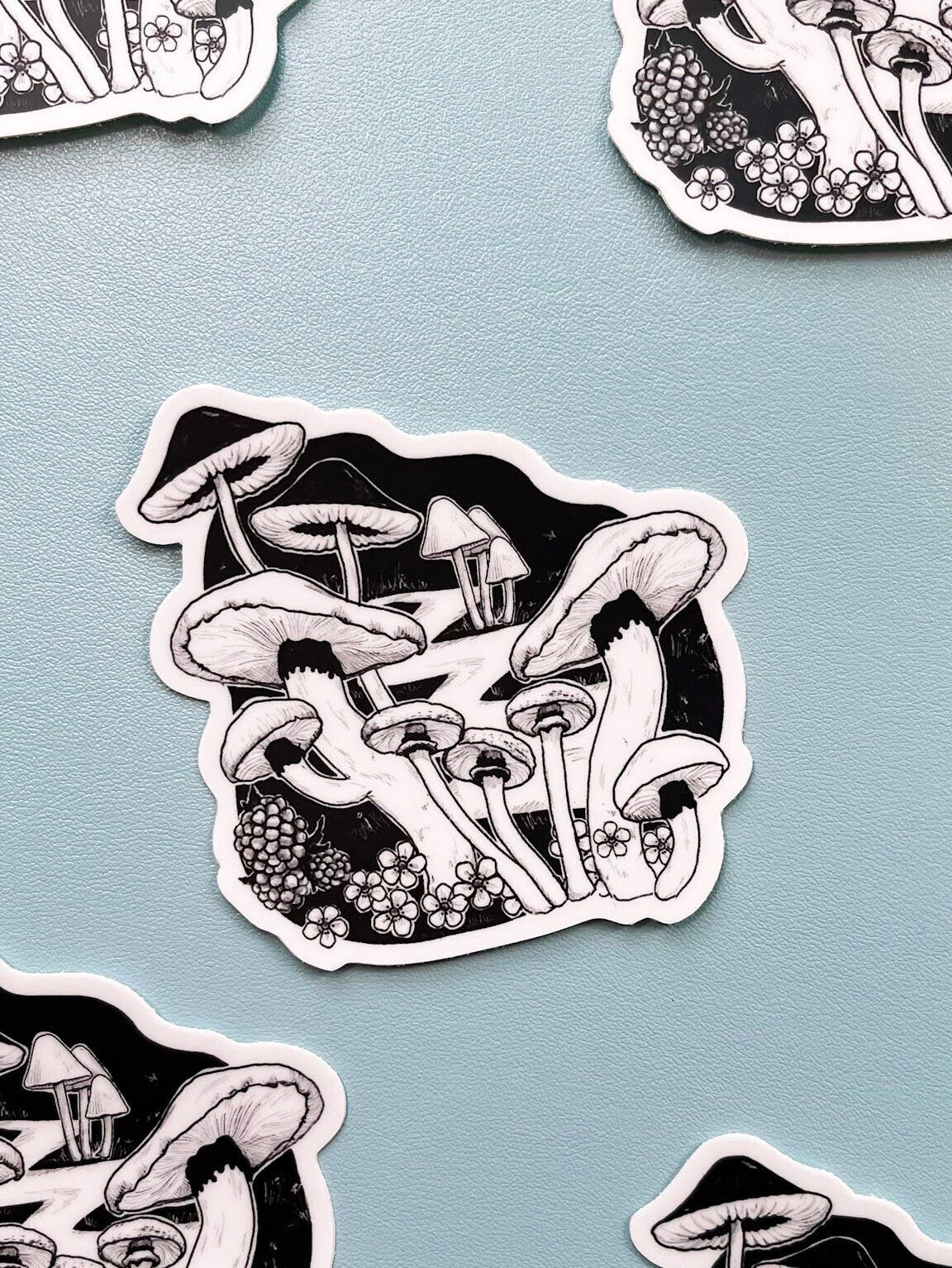 Monochrome Mushrooms Vinyl Sticker