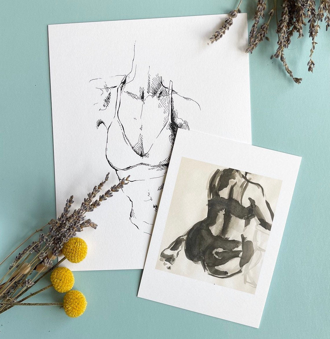 Female Torso Pen and Ink Print