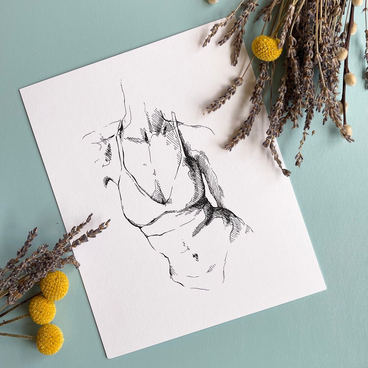 Female Torso Pen and Ink Print