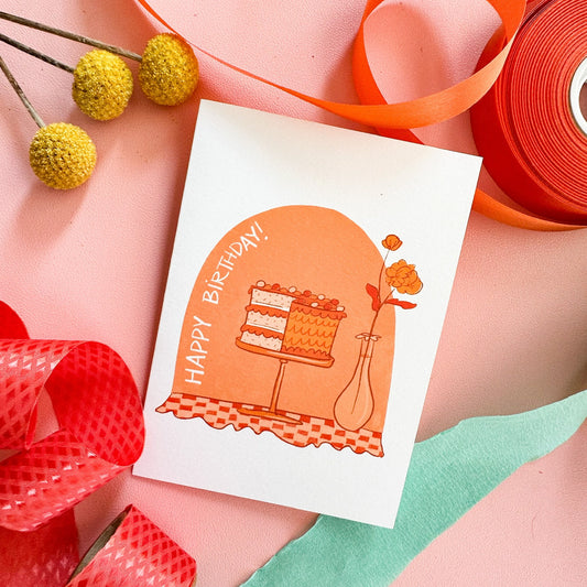 Orange Happy Birthday Greeting Card