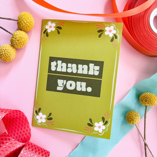 Green Thank You Greeting Card
