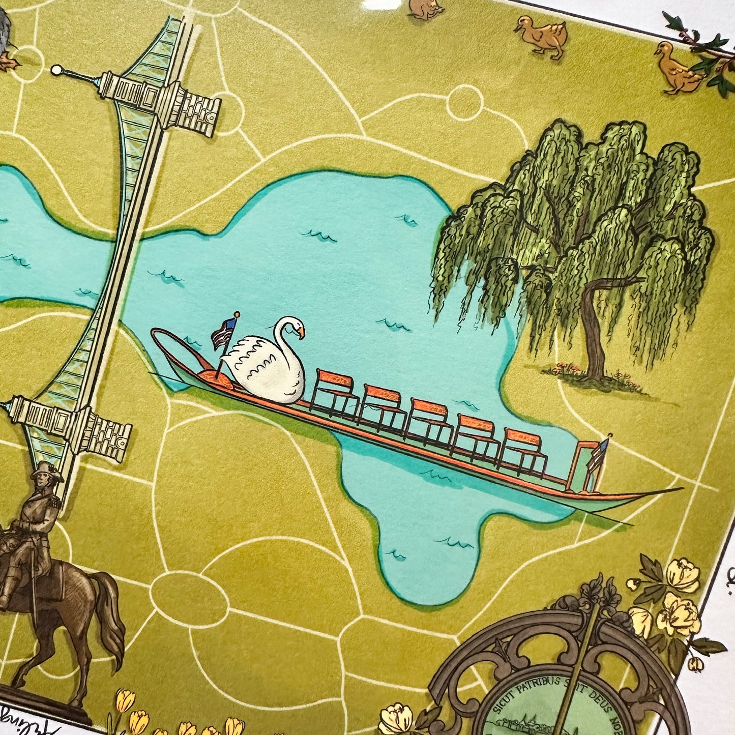 Boston Public Gardens Map Art Print