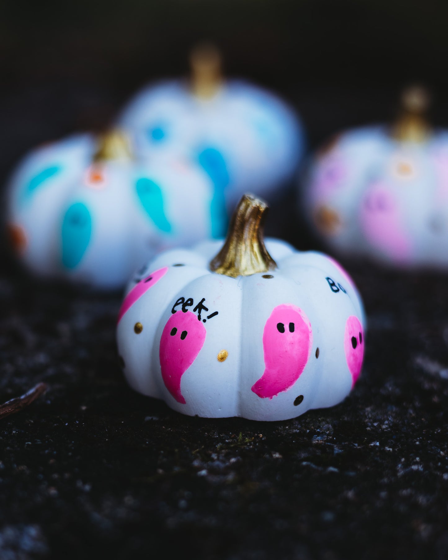 Hot Pink Ghost Mini Pumpkin
