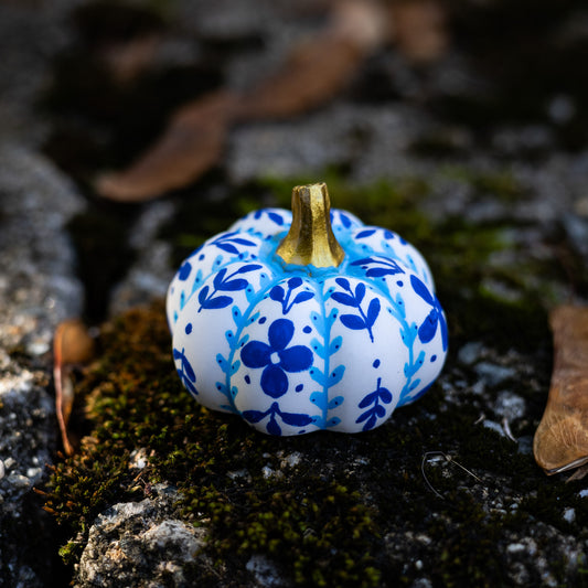 Blue Floral Mini Pumpkin
