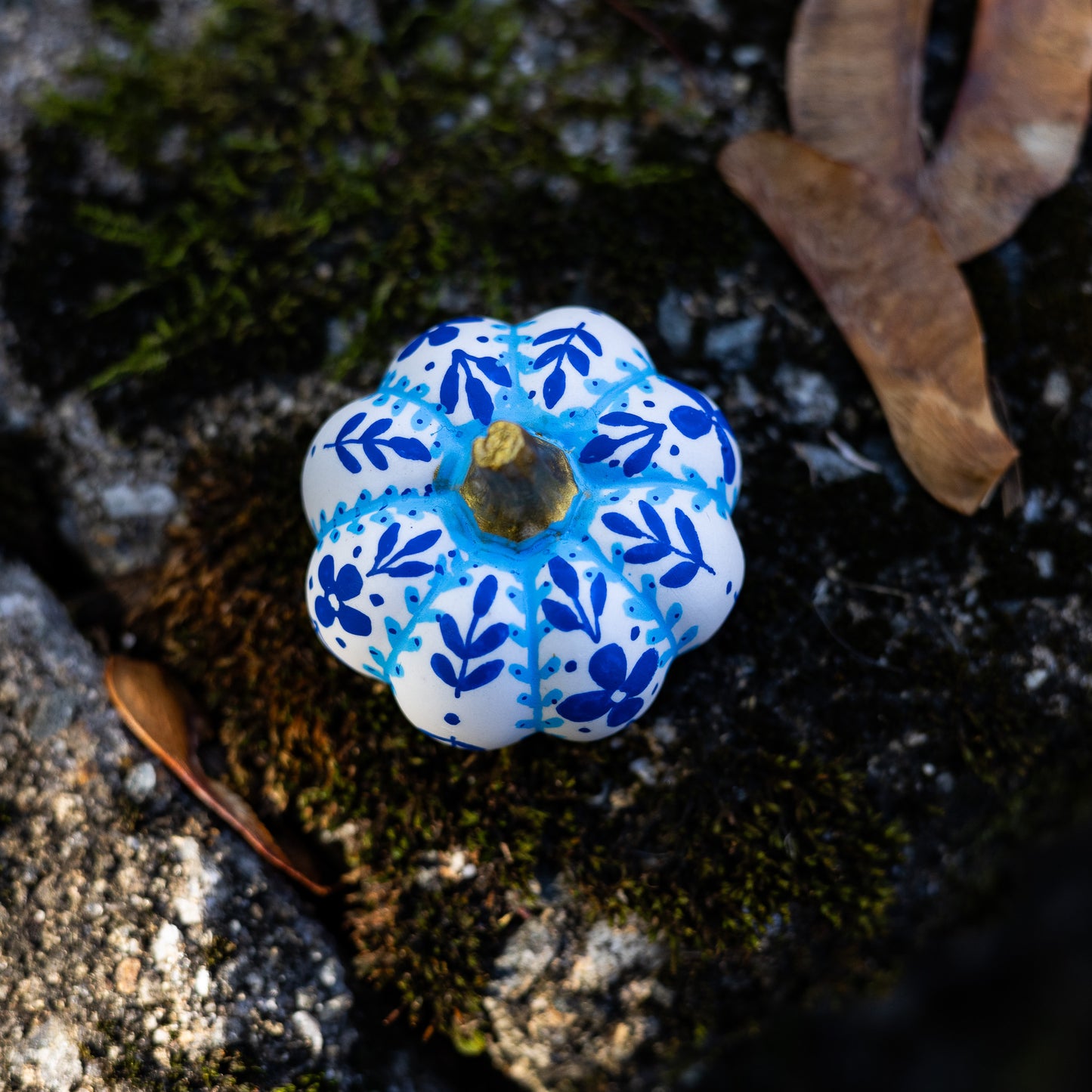 Blue Floral Mini Pumpkin
