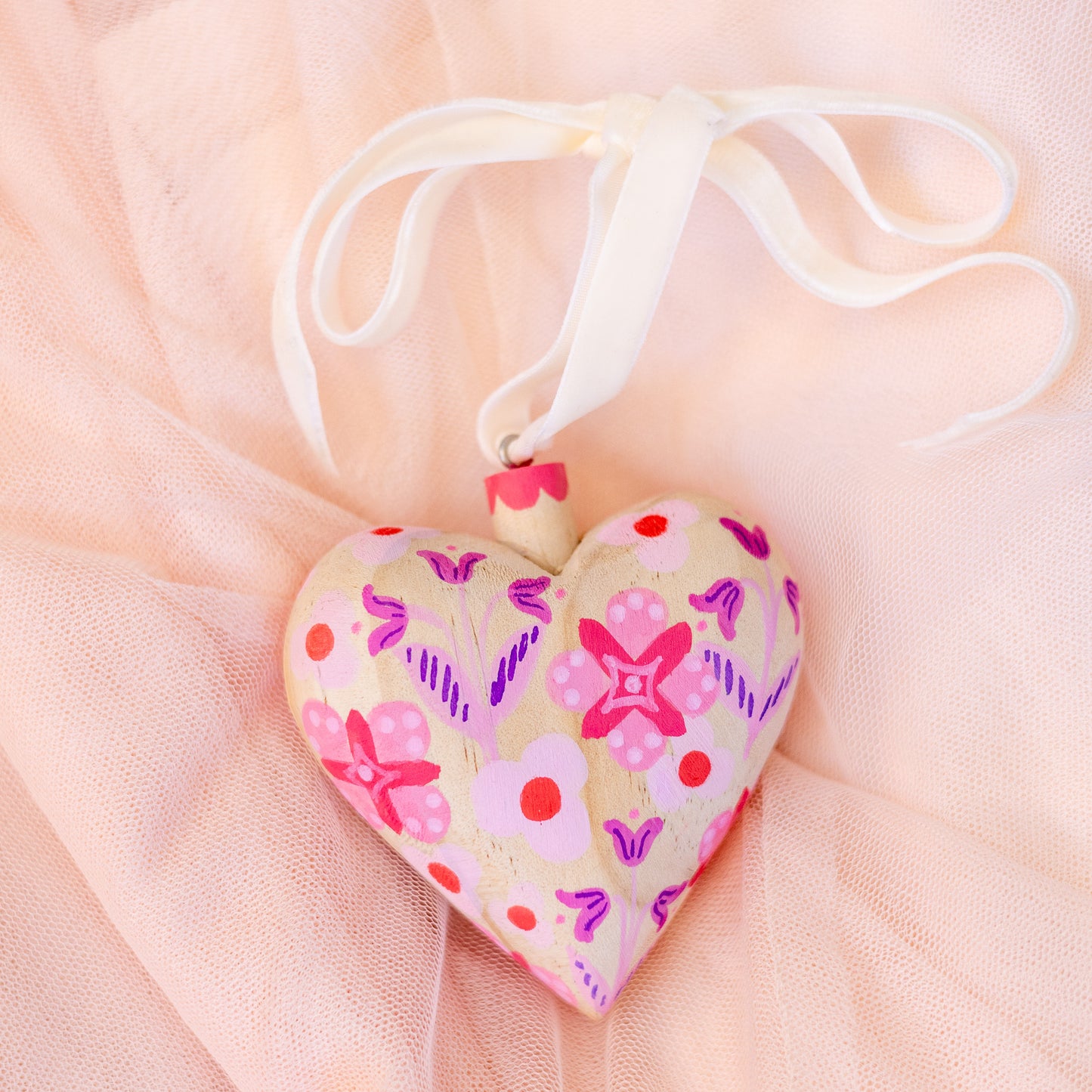 Hand-Painted Wooden Heart