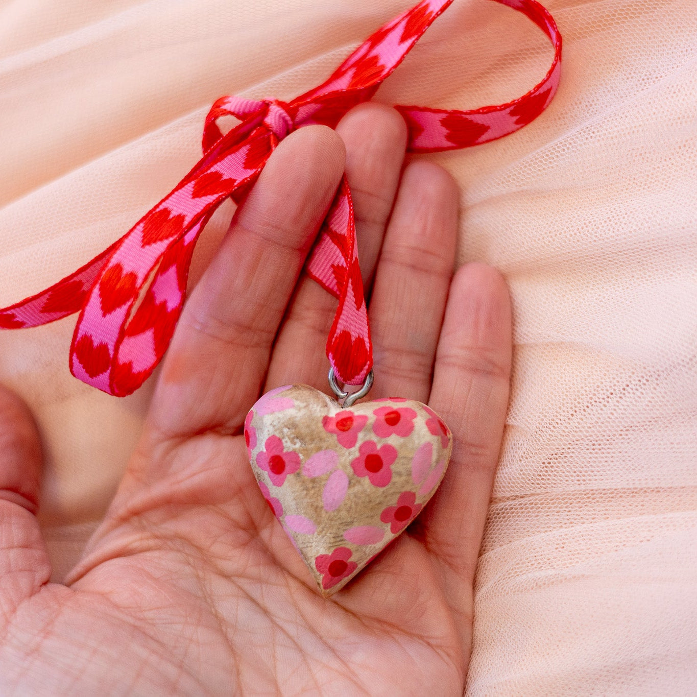 Mini Hand-Painted Wooden Heart