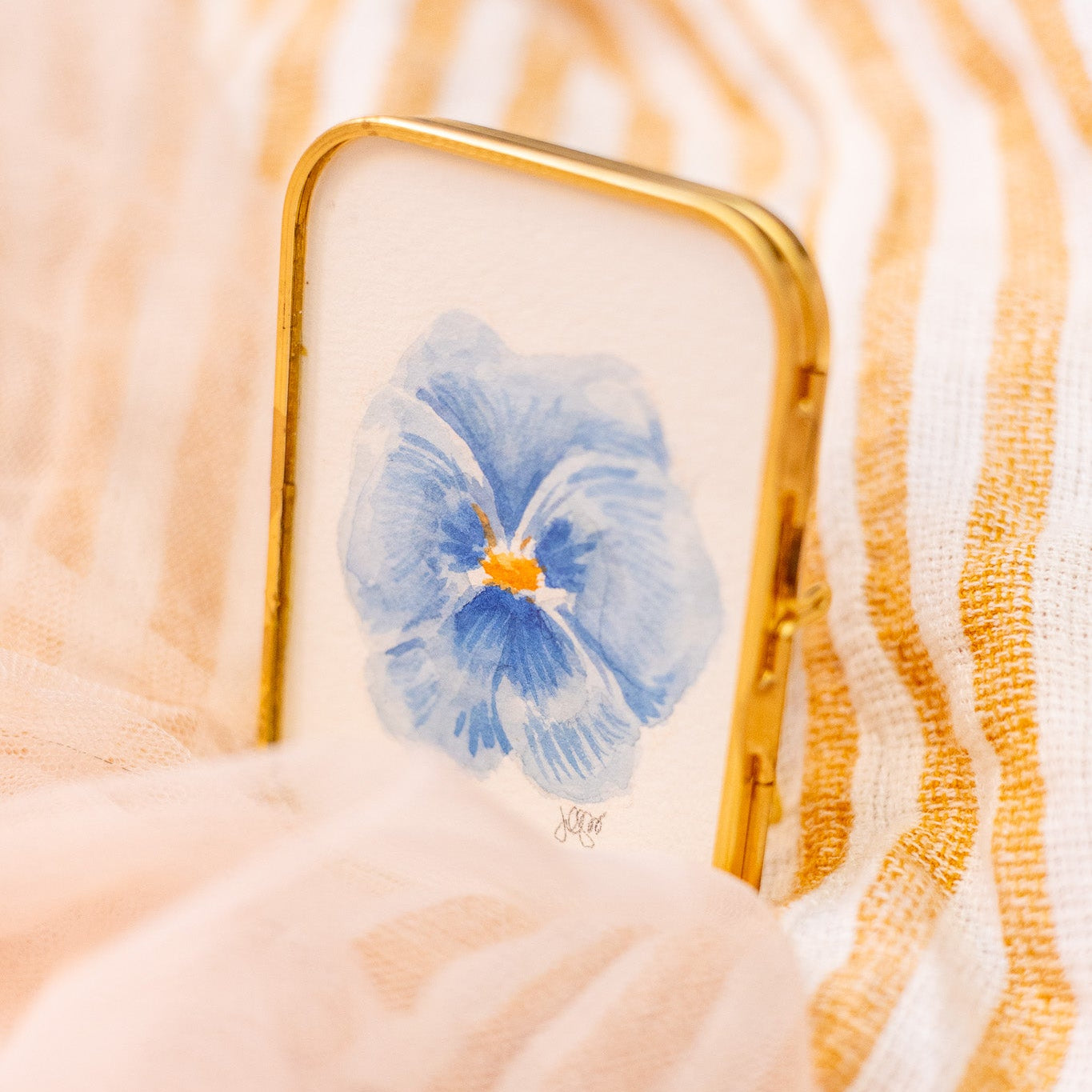 Mini Original Watercolor Pansy Painting