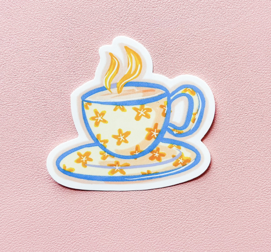 Cozy Teacup Vinyl Sticker