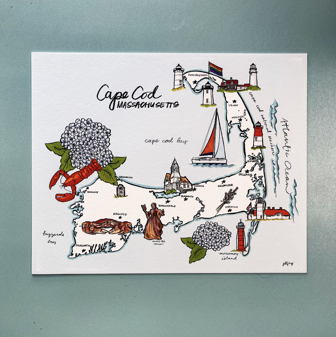 Cape Cod Map Art Print