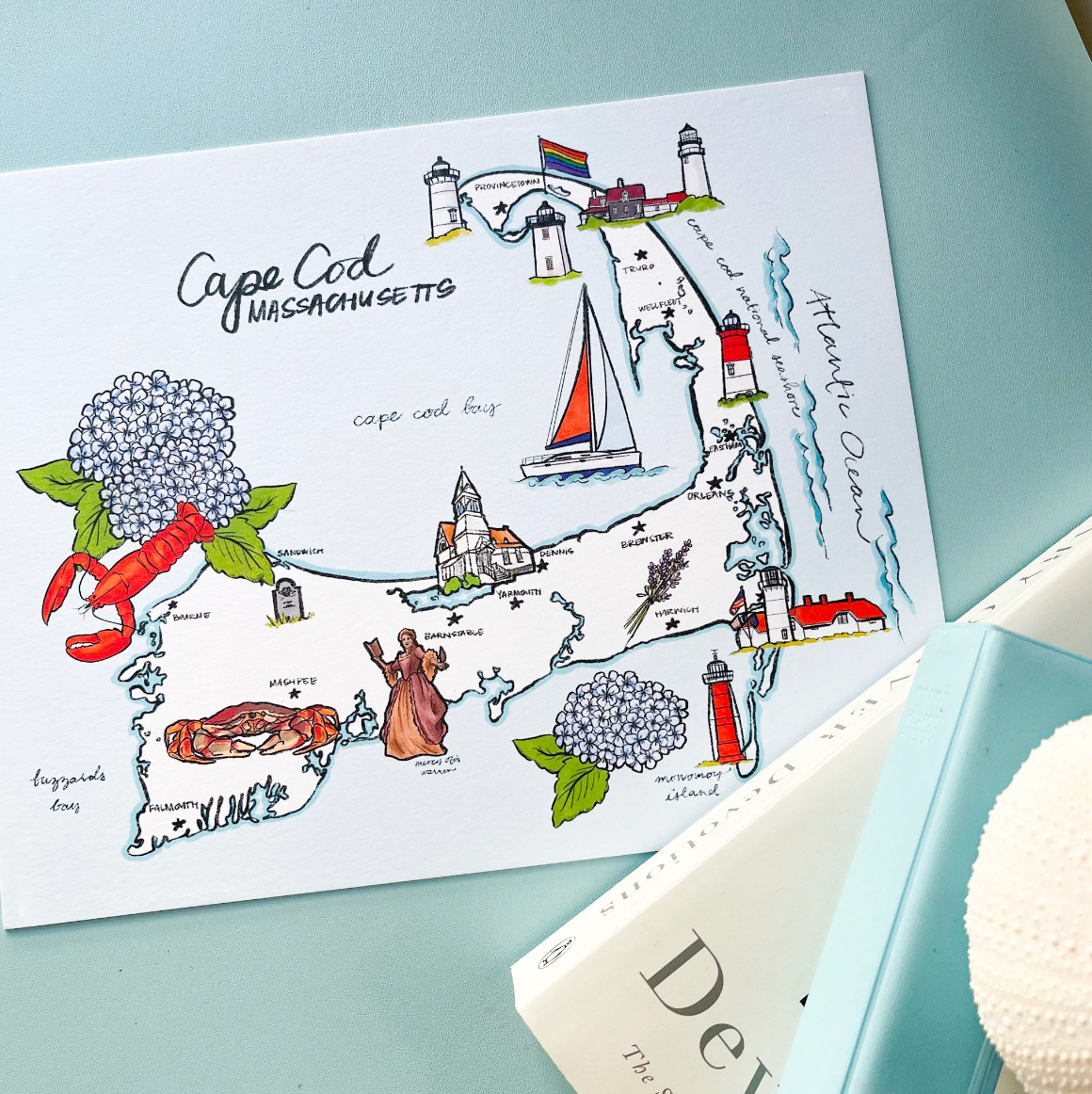 Cape Cod Map Art Print