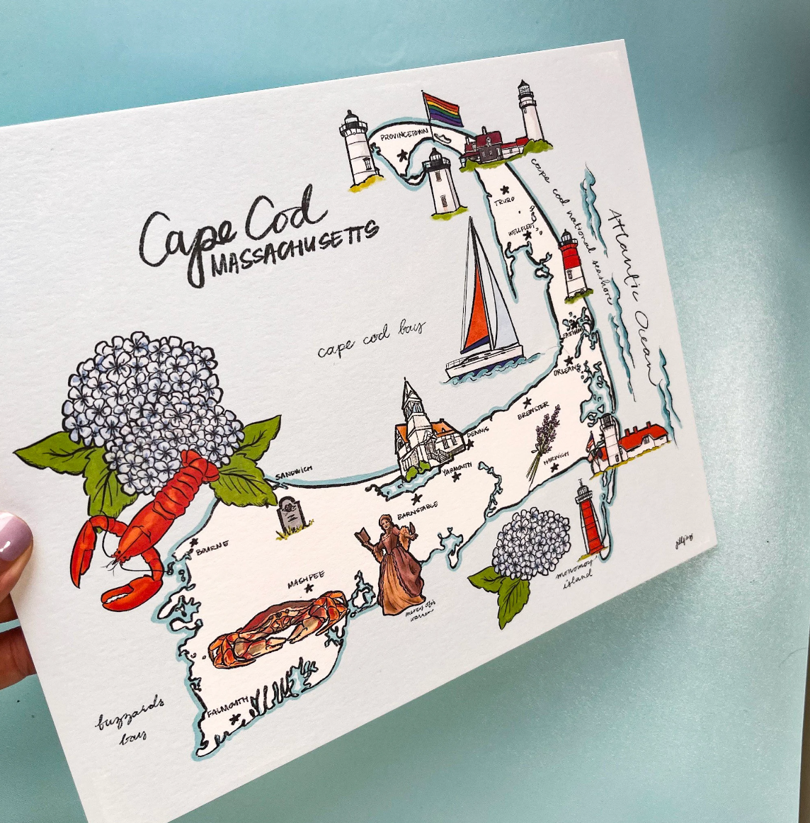 Cape Cod Map Art Print