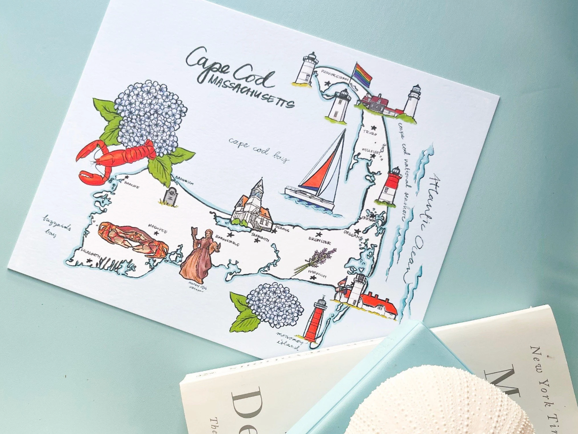 Cape Cod Map Art Print