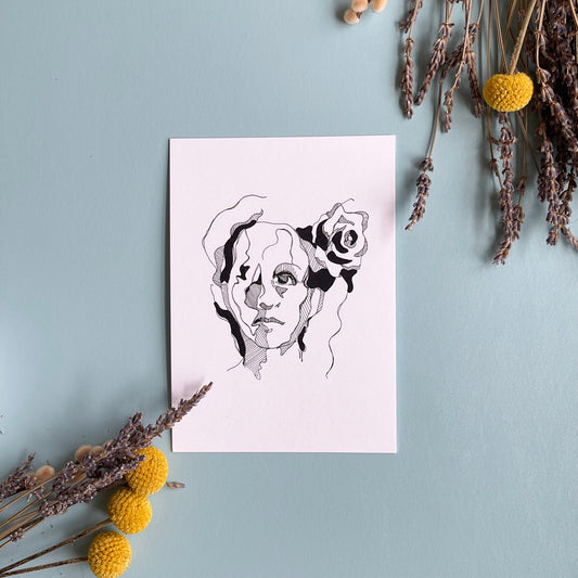 Flowers and Faces Print